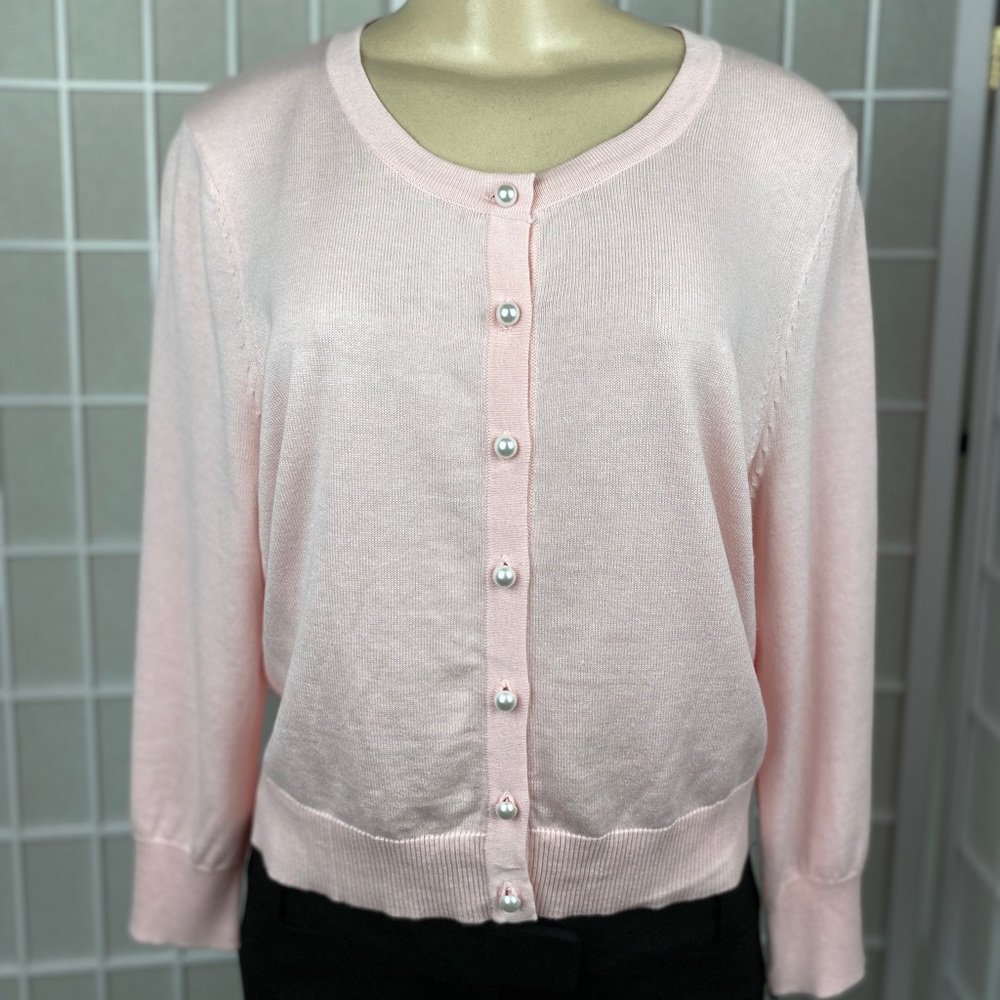 NWT KARL LAGERFELD PARIS CARDIGAN PEARL BUTTONS L